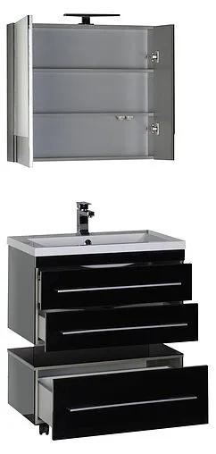 Шкаф-зеркало Aquanet Верона 75 L чёрный 00175385