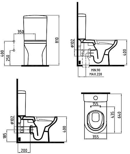 Унитаз-компакт безободковый с функцией биде и встроенным смесителем Bien Venus белый VNKD064N1VE0W5SZ0