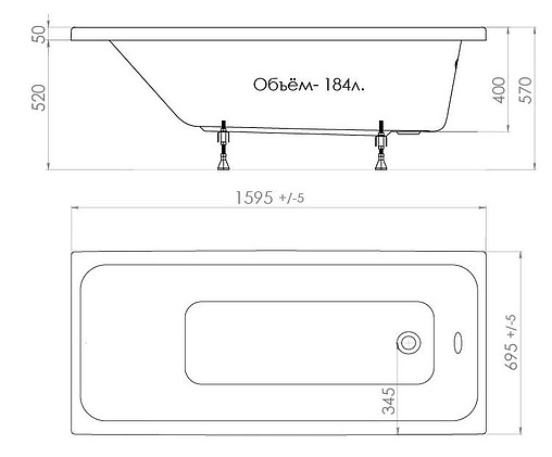 Ванна акриловая Triton Ультра 160x70 Щ0000017117