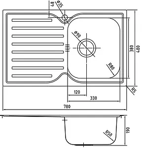 Мойка кухонная IDDIS Strit 78 R хром STR78SRi77K Мойка кухонная IDDIS Strit 78 R хром STR78SRi77K, 2