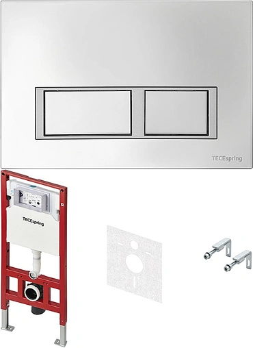 Инсталляция для подвесного унитаза Set 4 в 1 TECEspring V K955201 с кнопкой хром глянцевый