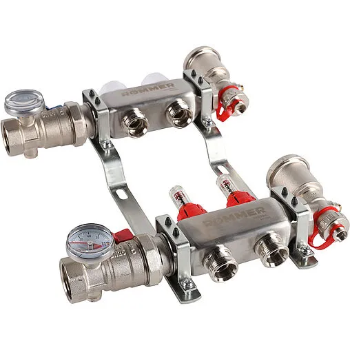 Группа коллекторная с расходомерами 2 отвода 1&quot;в/в x ¾&quot;ек Rommer RMS-1210-000002