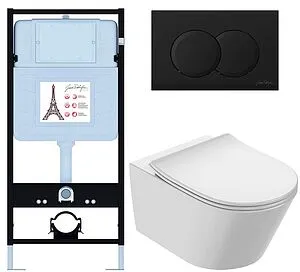 Комплект 6 в 1 Jacob Delafon Bastille EDAB103-BL с кнопкой E36496-BL черный матовый, 1