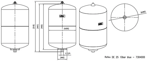 Гидроаккумулятор Reflex DE 25л 10 бар 7304000