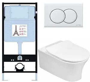 Комплект 6 в 1 Jacob Delafon Aleo E21731RU-00 с кнопкой E36496-00 белый глянцевый, 1