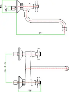 Смеситель для кухни настенный Fiore Margot бронза 26ZZ0642, 2