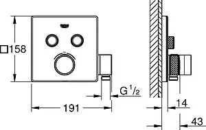 Термостат для 2 потребителей Grohe Grohtherm SmartControl хром 29125000 Термостат для 2 потребителей Grohe Grohtherm SmartControl хром 29125000, 2