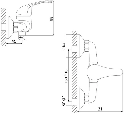 Смеситель для душа Rossinka хром A35-41