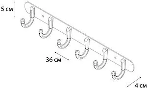 Планка с 6-ю крючками Fixsen Equipment хром FX-1716 Планка с 6-ю крючками Fixsen Equipment хром FX-1716, 2