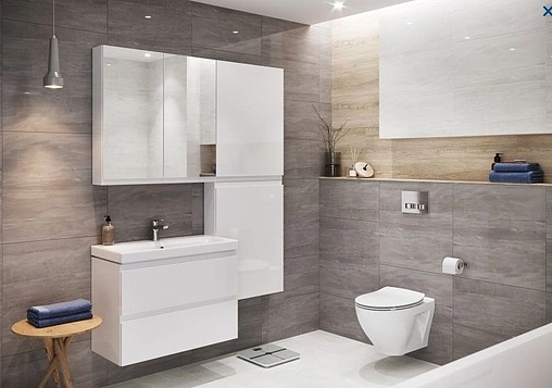 Тумба-умывальник подвесная Cersanit Moduo Slim 80 белый 64126+S-UM-MOD80SL/1