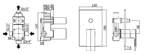 Смеситель для ванны скрытого монтажа Paffoni Elle чёрный матовый EL015NO/M