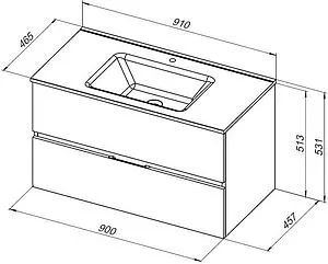 Тумба-умывальник подвесная Aquanet Алвита New 90 дуб веллингтон/табак 00334187+00284029, 2