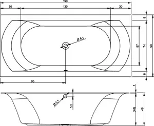 Ванна акриловая Riho LINARES VELVET 190x90 B143001105, 4