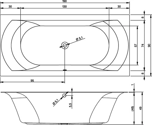 Ванна акриловая Riho LINARES VELVET 190x90 B143001105