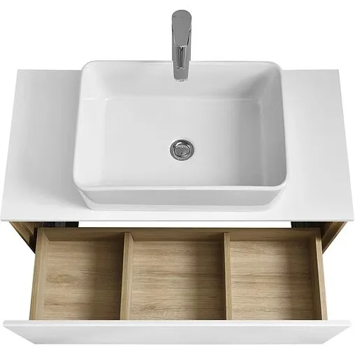 Тумба-умывальник подвесная Aquaton Либерти 90 дуб эльвезия/белый глянец 1A2799K1LY010