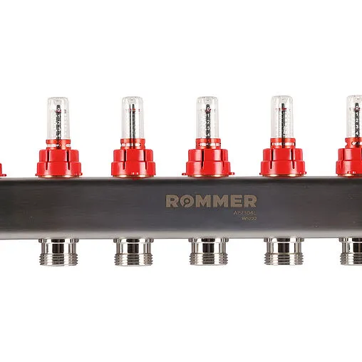 Группа коллекторная с расходомерами 8 отводов 1&quot;в/в x ¾&quot;ек Rommer RMS-1201-000008