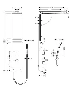 Душевая панель с термостатом для душа Hansgrohe Raindance Lift 180 2jet хром/белый 27008400 Душевая панель с термостатом для душа Hansgrohe Raindance Lift 180 2jet хром/белый 27008400, 2