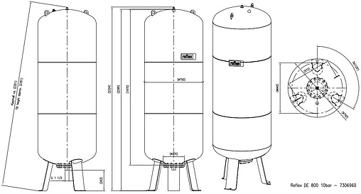Гидроаккумулятор Reflex DE 800л 10 бар 7306960