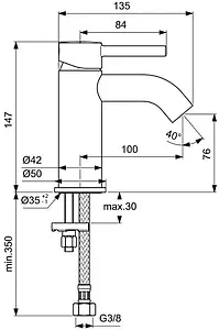 Смеситель для раковины Ideal Standard Ceraline чёрный матовый BC268XG Смеситель для раковины Ideal Standard Ceraline чёрный матовый BC268XG, 2