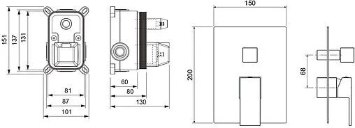 Смеситель для ванны скрытого монтажа Aquatek Либра хром AQ1646CR