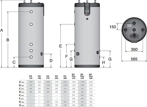 Бойлер косвенного нагрева с возможностью установки ТЭНа ACV Smart Line SLE 210 (39 кВт) 06619001