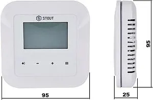 Проводной комнатный терморегулятор для контроллеров I-2, I-3 и I-3 Plus с коммуникацией RS Stout RI-1 белый STE-0101-001007, 2
