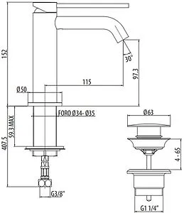 Смеситель для раковины Gattoni Circle Two хром 9142/91C0 Смеситель для раковины Gattoni Circle Two хром 9142/91C0, 2
