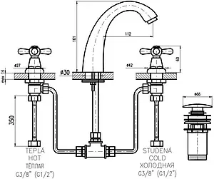 Смеситель для раковины Rav Slezak Morava retro бронза MK133.5SM, 2