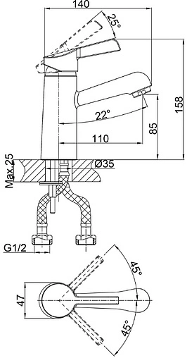 Смеситель для раковины D&K Rhein Schiller хром DA1462101 Смеситель для раковины D&K Rhein Schiller хром DA1462101