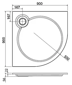 Поддон для душа Cezares Tray R 90-550 TRAY-S-R-90-550-56-W Поддон для душа Cezares Tray R 90-550 TRAY-S-R-90-550-56-W, 2