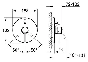 Смеситель для ванны скрытого монтажа Grohe Atrio хром 19459001 Смеситель для ванны скрытого монтажа Grohe Atrio хром 19459001, 2