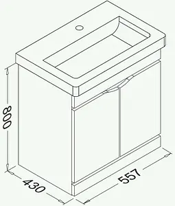 Тумба-умывальник напольная ISVEA Neo 60 серый 21NGS519060E Тумба-умывальник напольная ISVEA Neo 60 серый 21NGS519060E, 2