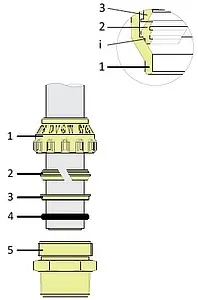Водорозетка компрессионная 32мм x 1&quot;в Tiemme 3400056, 4