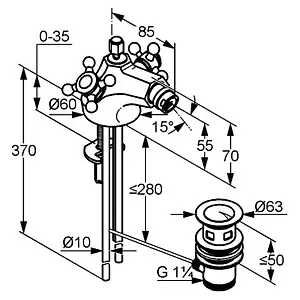 Смеситель для биде Kludi Adlon хром 512110520, 2