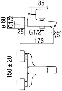 Смеситель для ванны Nobili Acquaviva хром VV103110/1CR, 2