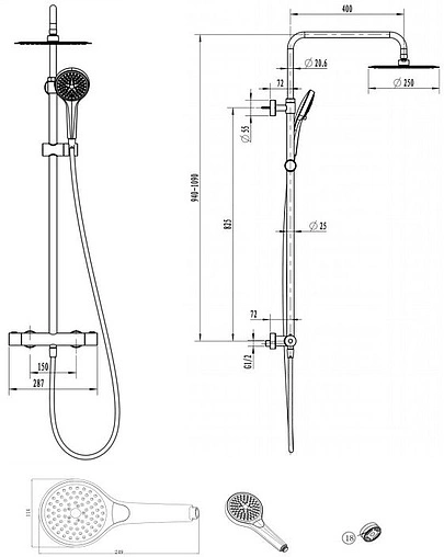 Душевая система с термостатом для душа Villeroy&amp;Boch Embrace Plus хром TVS1082500361
