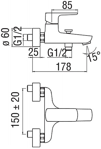 Смеситель для ванны Nobili Acquaviva хром VV103110/1CR
