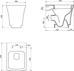 Унитаз приставной BelBagno Regina белый BB104CB, 2