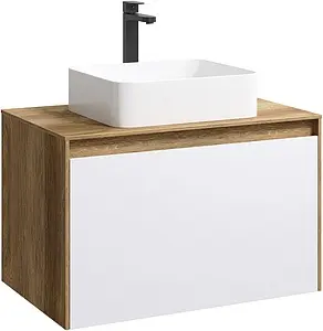 Тумба-умывальник подвесная Aqwella Mobi 80 белый/дуб балтийский MOB0108DB+MOB0708W+641945 Тумба-умывальник подвесная Aqwella Mobi 80 белый/дуб балтийский MOB0108DB+MOB0708W+641945, 1