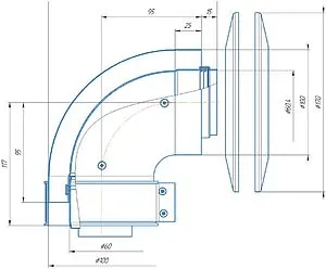 Колено стартовое коаксиальное Ø 60/100мм (алюм.) Krats K-01B, 2