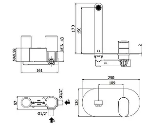 Смеситель для раковины из стены Paffoni Candy хром CA104CR, 2