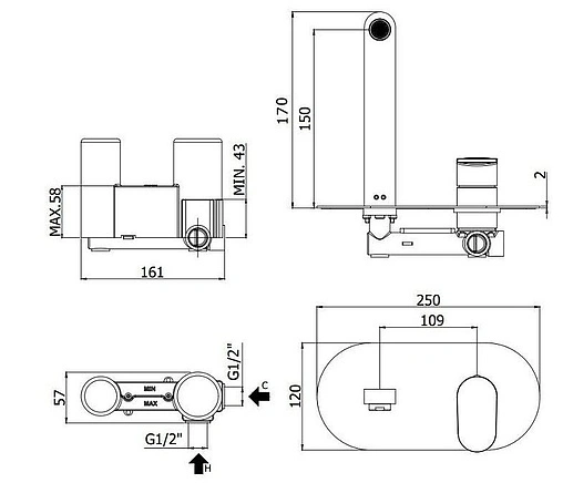 Смеситель для раковины из стены Paffoni Candy хром CA104CR