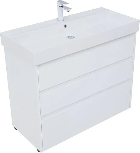 Тумба-умывальник напольная Aquanet Nova Lite 100 белый глянец 00302478+