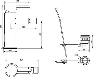Смеситель для биде Damixa Scandinavian Pure чёрный матовый 360240300 Смеситель для биде Damixa Scandinavian Pure чёрный матовый 360240300, 2