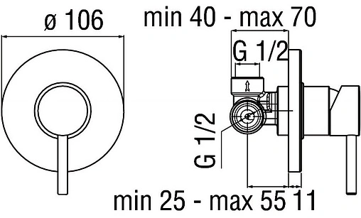Смеситель для душа скрытого монтажа Nobili Acquerelli хром AQ93108CR