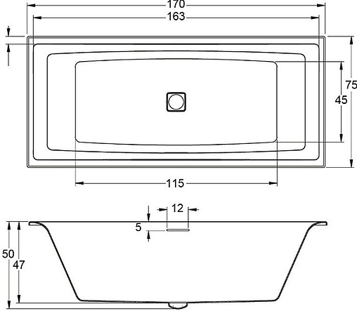 Ванна акриловая Riho STILL SQUARE ELITE 170x75 L B100031005