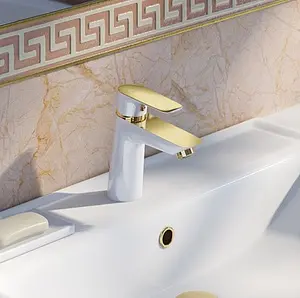 Смеситель для раковины IDDIS Cloud белый/жёлтое золото CLOWG00i01, 3