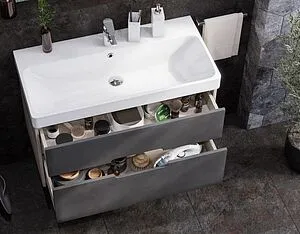 Тумба-умывальник подвесная Aquaton Оливия 90 грей/дуб ойстер 1A2544K0OLUG0, 5