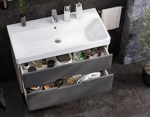 Тумба-умывальник подвесная Aquaton Оливия 90 грей/дуб ойстер 1A2544K0OLUG0