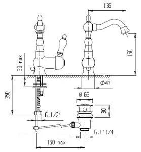 Смеситель для раковины Cezares Venezia хром VENEZIA-LSM2-01-Bi Смеситель для раковины Cezares Venezia хром VENEZIA-LSM2-01-Bi, 2